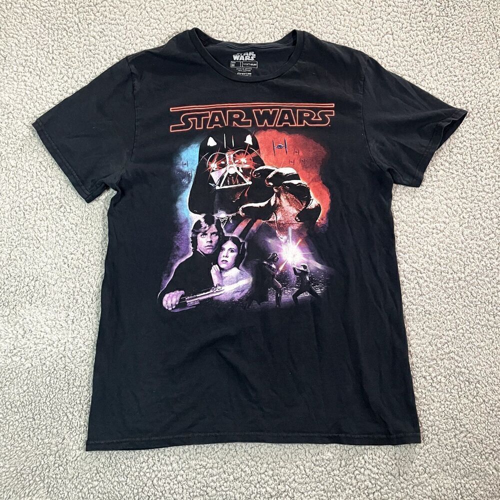 Star Wars T Shirt Men's Short Sleeve Darth Vader Luke Leia A New Hope Medium